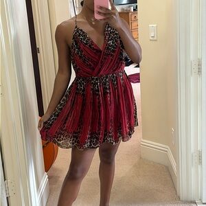 Red leopard romper